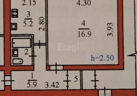 Продаётся 1-комнатная квартира, 31.1 м²