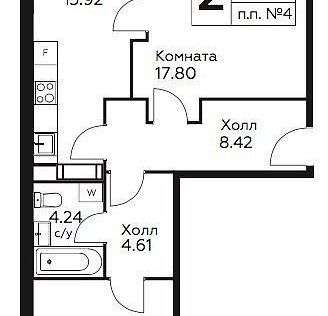 Продаётся 2-комнатная квартира, 60.63 м²