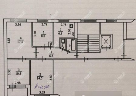 Продаётся 4-комнатная квартира, 68 м²