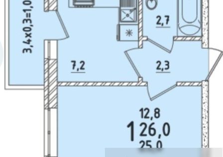 Продаётся студия, 26 м²